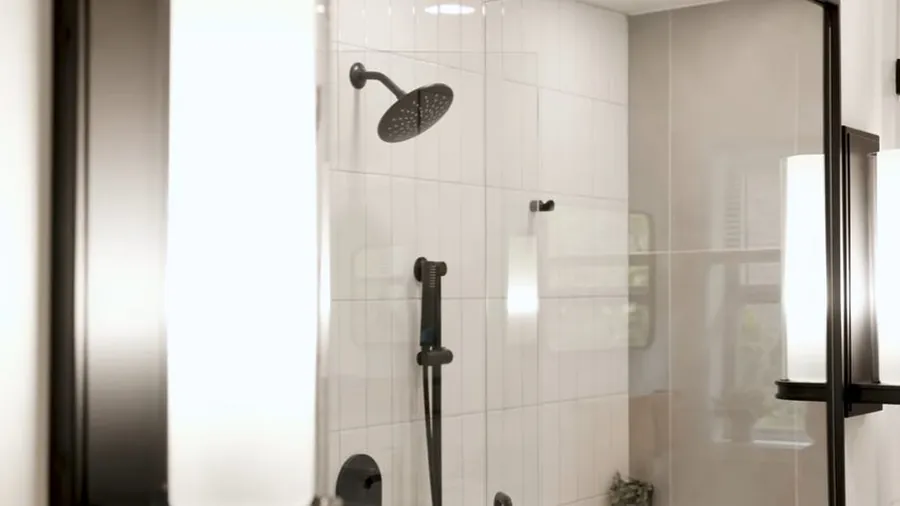 Finished shower fixture and glass enclosure in a remodeled bathroom for Fixture Repair & Installation in Lakewood, CA