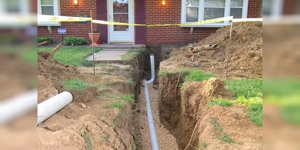 Front yard trenchless sewer lining setup beside a home for Plumbing Service in the Carson Street Corridor, Lakewood CA